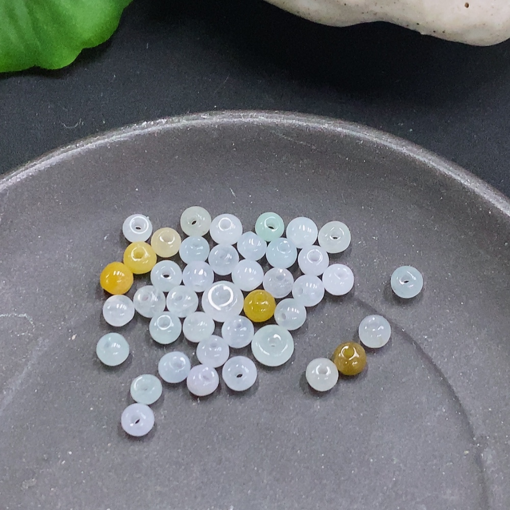 F35107268 Jadeite Beads Sell as a Lot Total Weight with Bag Approx.7.3g