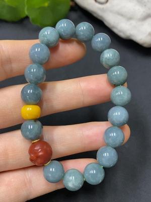 F3366443 Jadeite Bead Necklace Size 9.7 with Non-Jadeite Beads