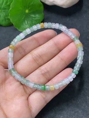 F34954047 Jadeite Beads Bracelet Approx. 4.5mm Total Weight Approx. 7.56g Yellow Beads Color Origin Undetermined