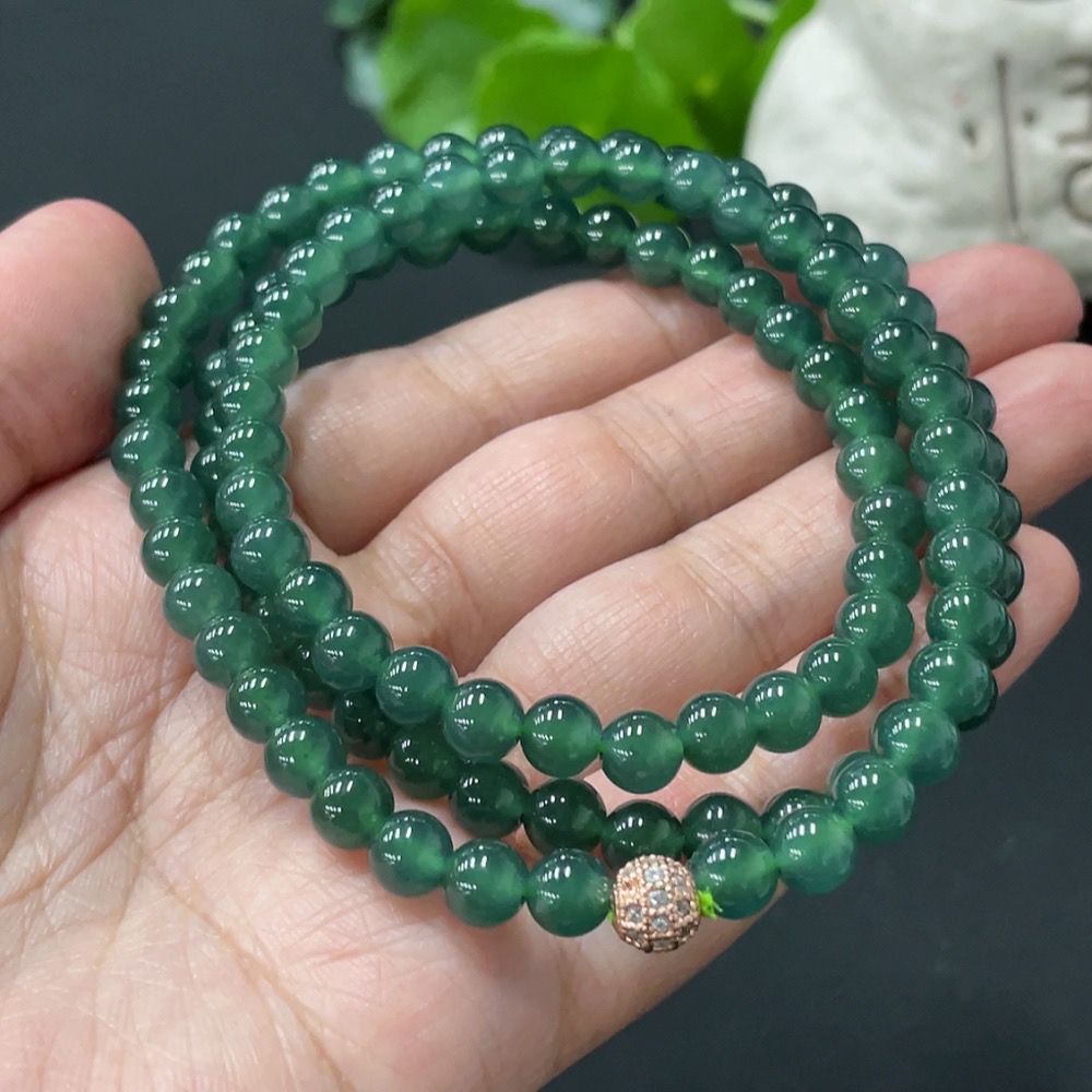 F30557611 Jadeite Beaded Necklace Approx 6.1mm Total Weight 42g Non-Gold Matching Beads
