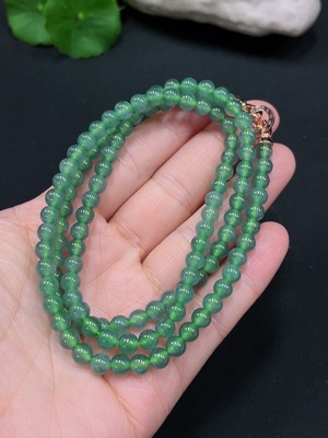 F25928483 Jadeite Bead Necklace Approx. 5.5mm Non-gold Inlaid Total Weight Approx. 32.04g
