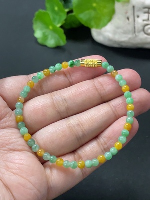 F35080810 Jadeite Bead Necklace 3.8mm approx Non-Gold Clasp Total Weight 4.88g approx