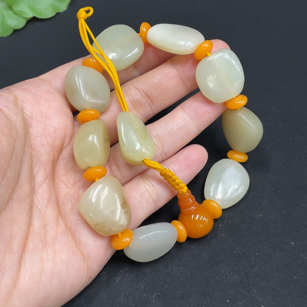 H34072194 Hetian Jade Beads Bracelet, Total Weight Approx. 50.1g, Accessories Not Hetian Jade