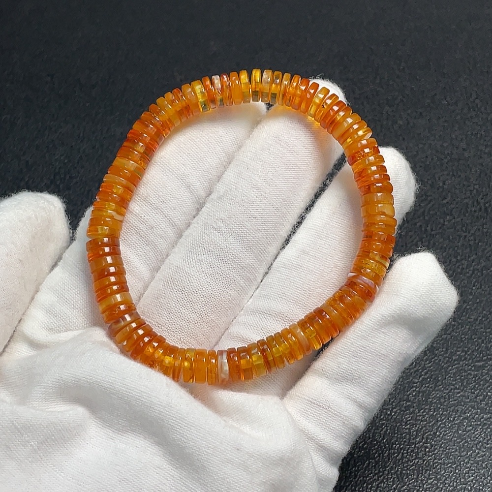 C32814901 Amber Honey Bead Bracelet, Total Weight Approx. 6.98g, Size 7mm