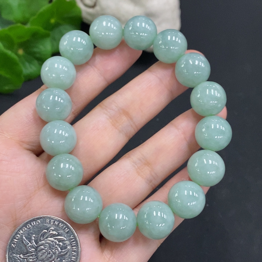 F35104999 Jadeite Bead Necklace Approximately 13mm Total Weight About 64.6g