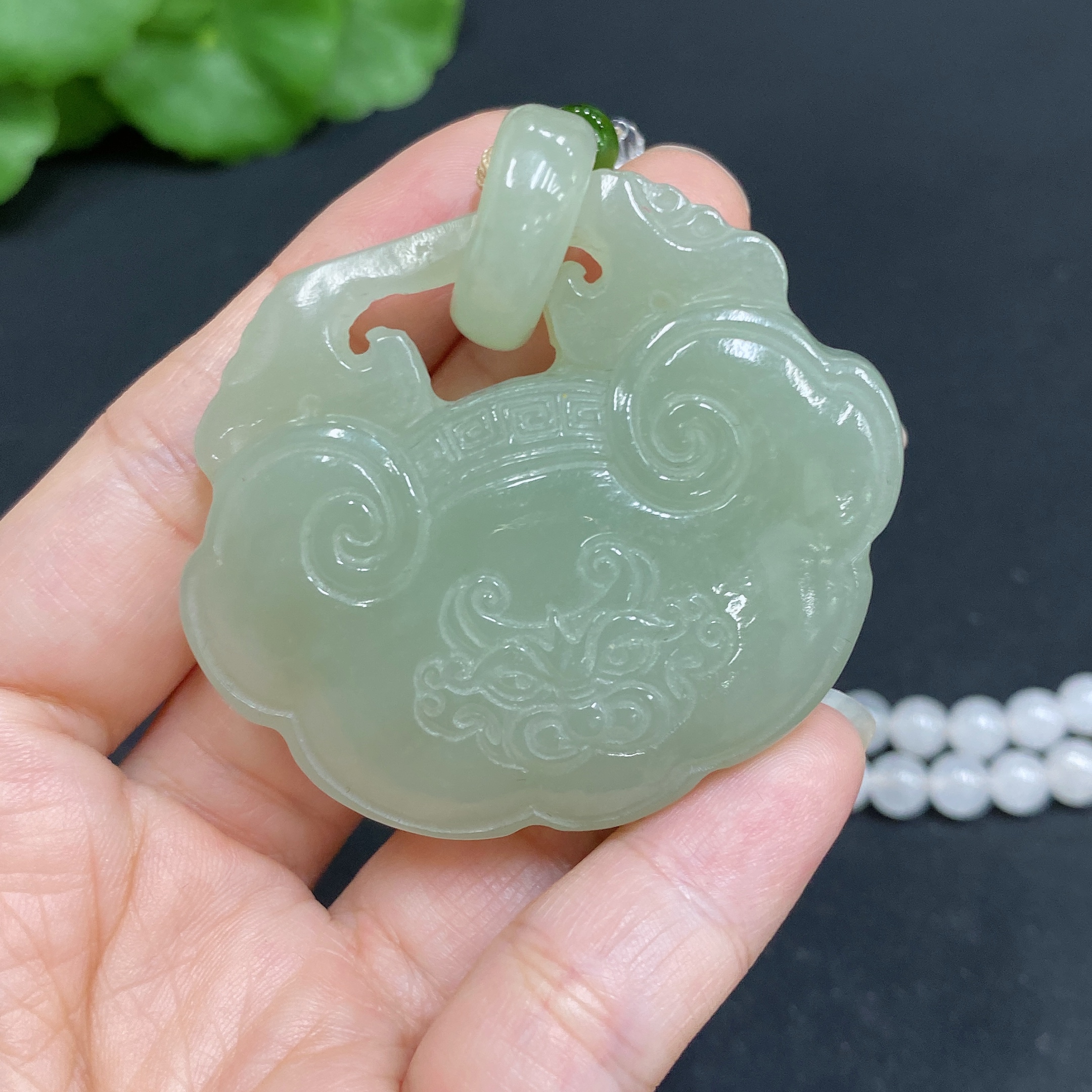 H34015585 Hetian Jade Pendant Antique Piece Total Weight Approx. (including chain, chain not Hetian Jade) 87.2g