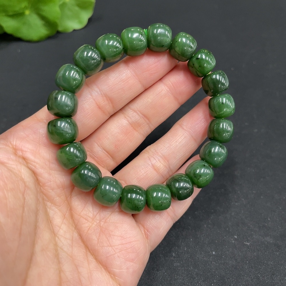 H34052255 Hetian Jade Jasper Bracelet Approx. 9.7mm Total Weight Approx. 33.1g