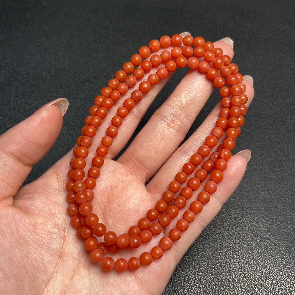 C33888822 South Red Agate Bead Necklace, Total Weight Approx. 25.92g, Bead Size 5.3mm