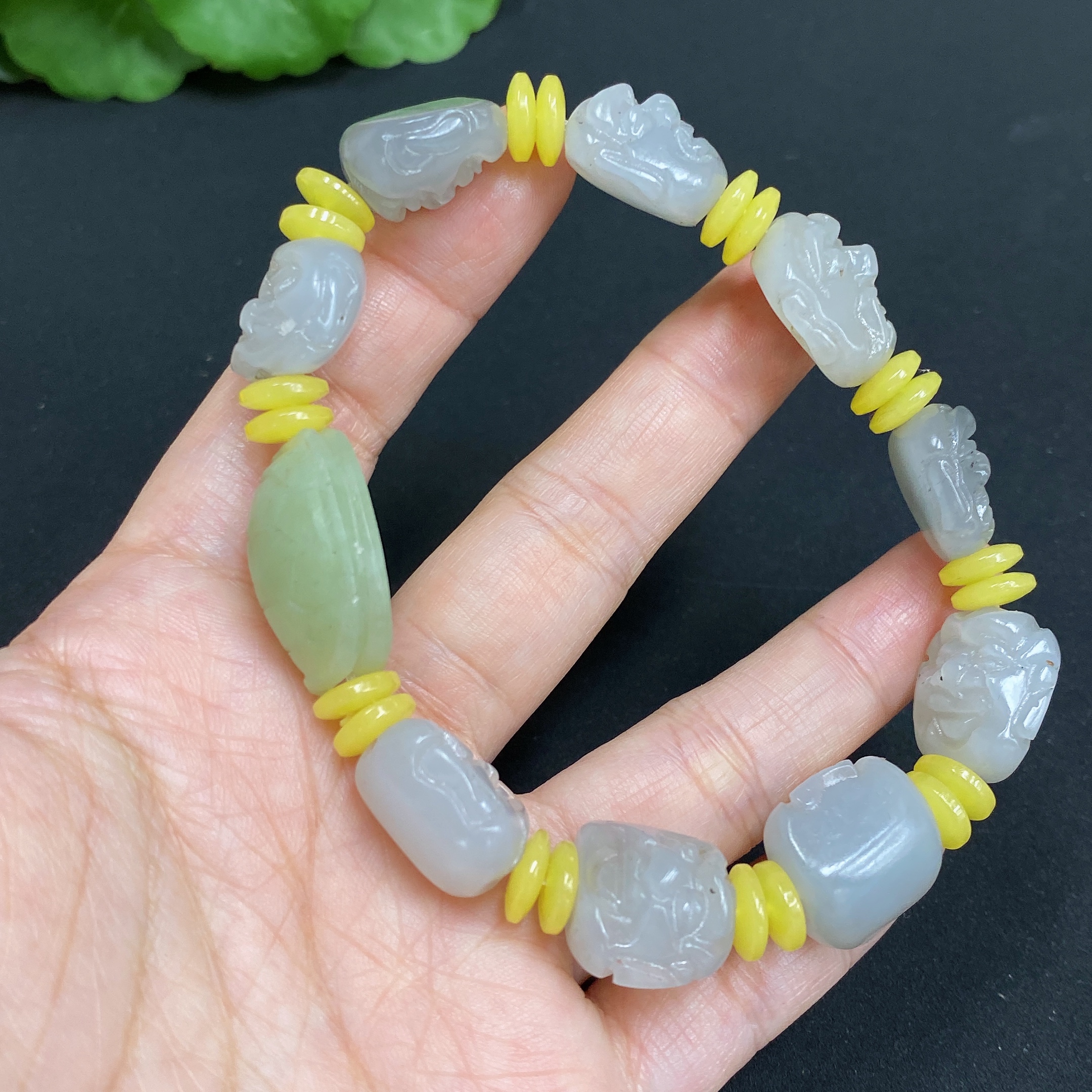 H34985355 Hetian Jade Bracelet with Non-Hetian Jade Beads, Total Weight Approx. 38.2g
