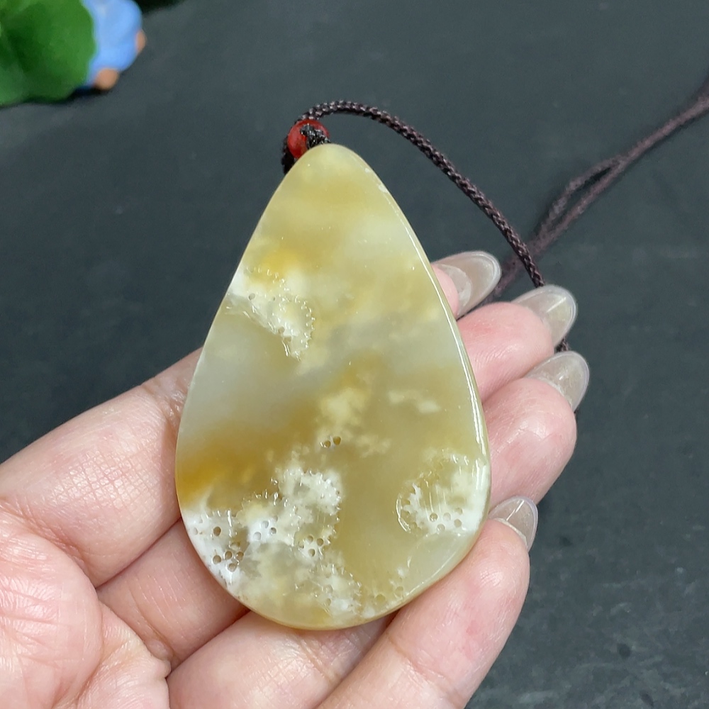 H30502903 Hetian Jade Pendant Landscape with Other Mineral Components Total Weight Approx. 43.6g (including rope)