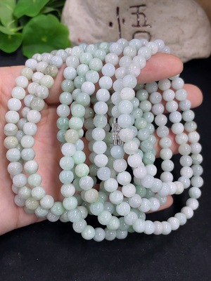 F46562359 翡翠珠链 非金镶 一手走 货品总重约110.95g