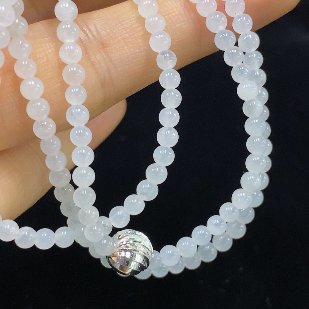 F34975257 Jadeite Bead Necklace Card 3.3mm Approx. Total Weight About 13.68g Non-Gold