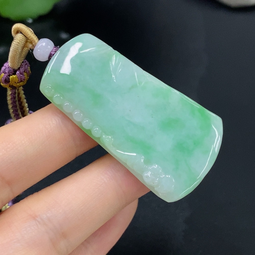 F29362873 Jadeite Bamboo Pendant Total Weight Approx. 19.71g (including rope weight)