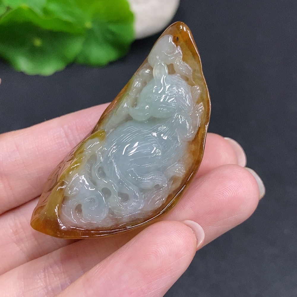 F34035019 Jadeite Pendant Total Weight Approx. 26.3g Yellow Color Origin Undetermined