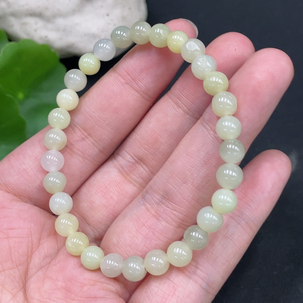 H31617273 Hetian Jade Bracelet, Approx. 5.9mm Beads, Total Weight Approx. 9.8g