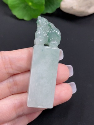 F27102756 Jadeite Pixiu Seal, Total Weight Approx. 33.5g