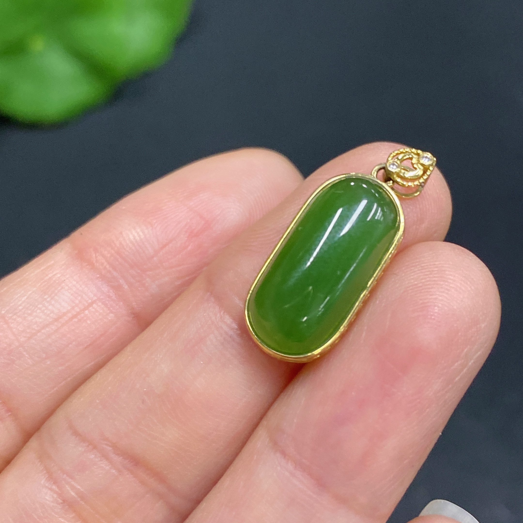 H30517189 Hetian Jade Inlaid Pendant 18K Gold Total Weight Approx. 1.6g
