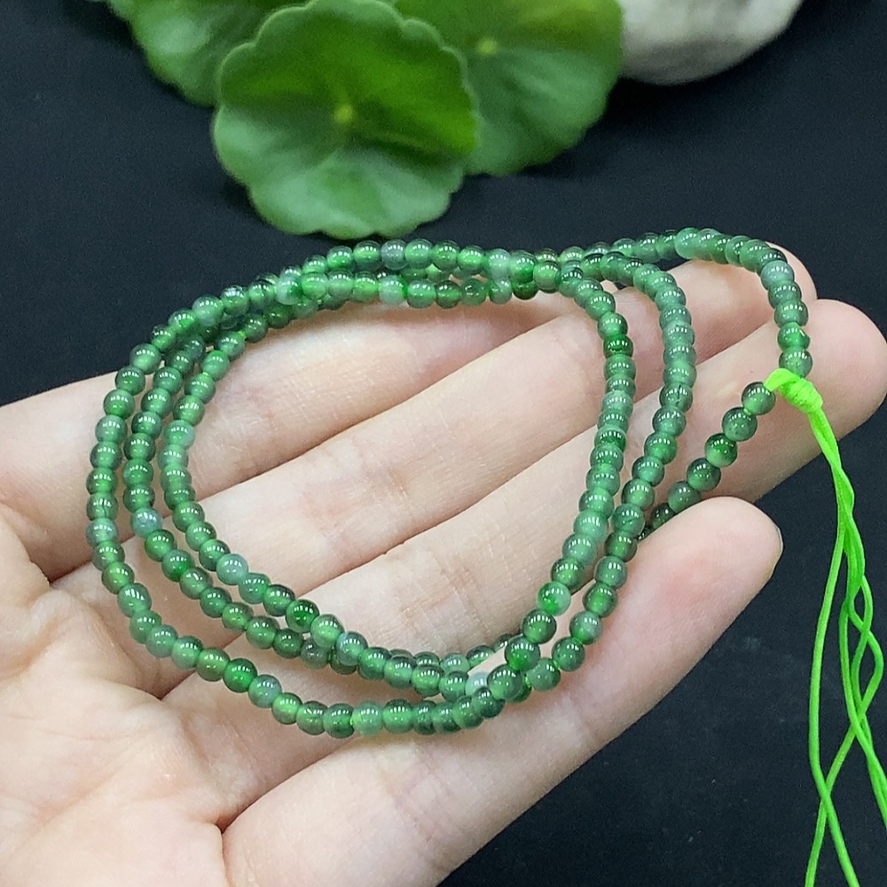 F34996636 Jadeite Bead Necklace Approx. 3mm Total Weight About 7.85g
