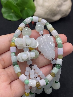 F34075260 Jadeite Bracelet/Pendant with Other Mineral Components, Non-Grade A Beads, Containing Impurities