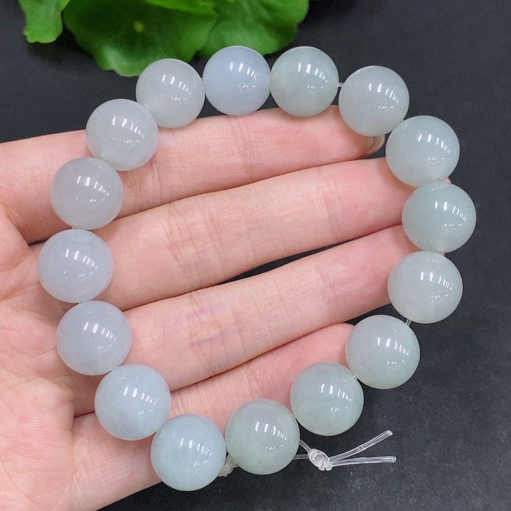 F34034448 Jadeite Bracelet, Total Weight Approx. 58.8g, Bead Size 12.7mm