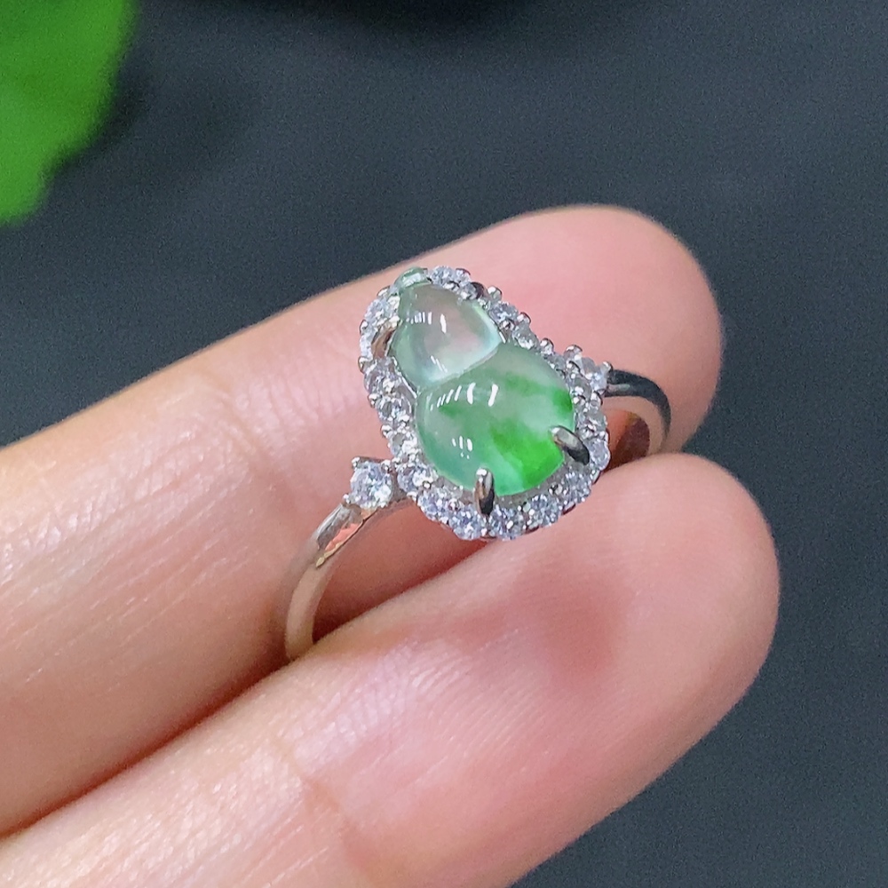 F30572485 Jadeite Inlaid Ring Non-Gold Adjustable Total Weight Approx. 1.93g