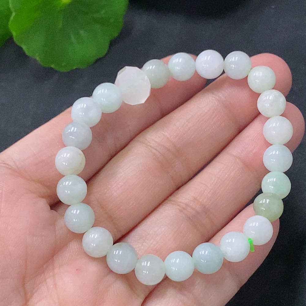 F31662543 Jadeite Bracelet Approx. 6.8mm Beads Total Weight About 12.73g Non-A Grade Accessory Beads