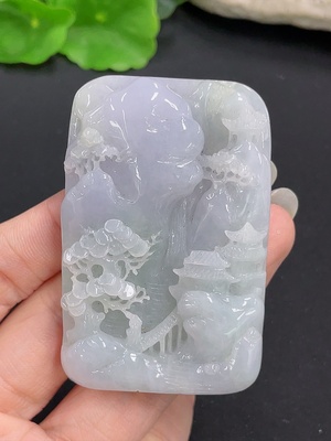 F42970127 翡翠山水挂件 货品总重约72.22克