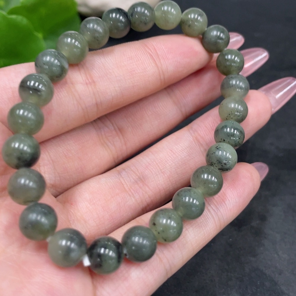 H33898265 Hetian Jade Bracelet Approx.7.7mm Total Weight Approx.18.6g