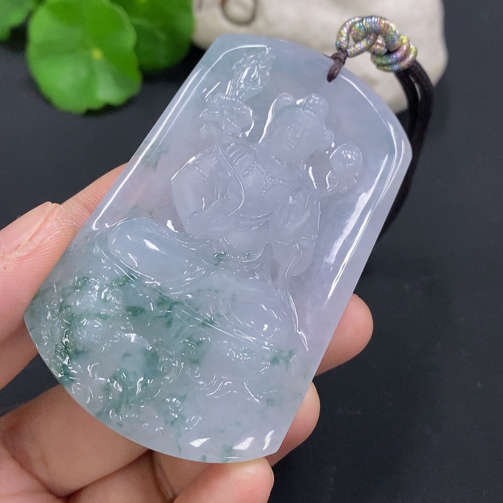 F30483742 Jadeite Pendant, Total Weight Including Rope Approximately 73.2g