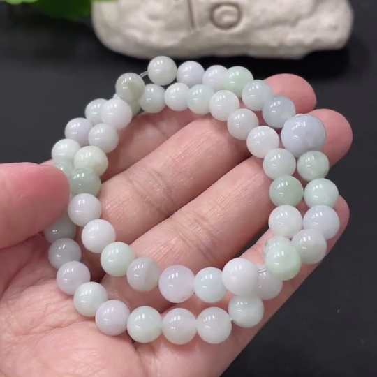 F35080304 Jadeite Bead Necklace Approx. 7.2mm Total Weight Approx. 30.29g