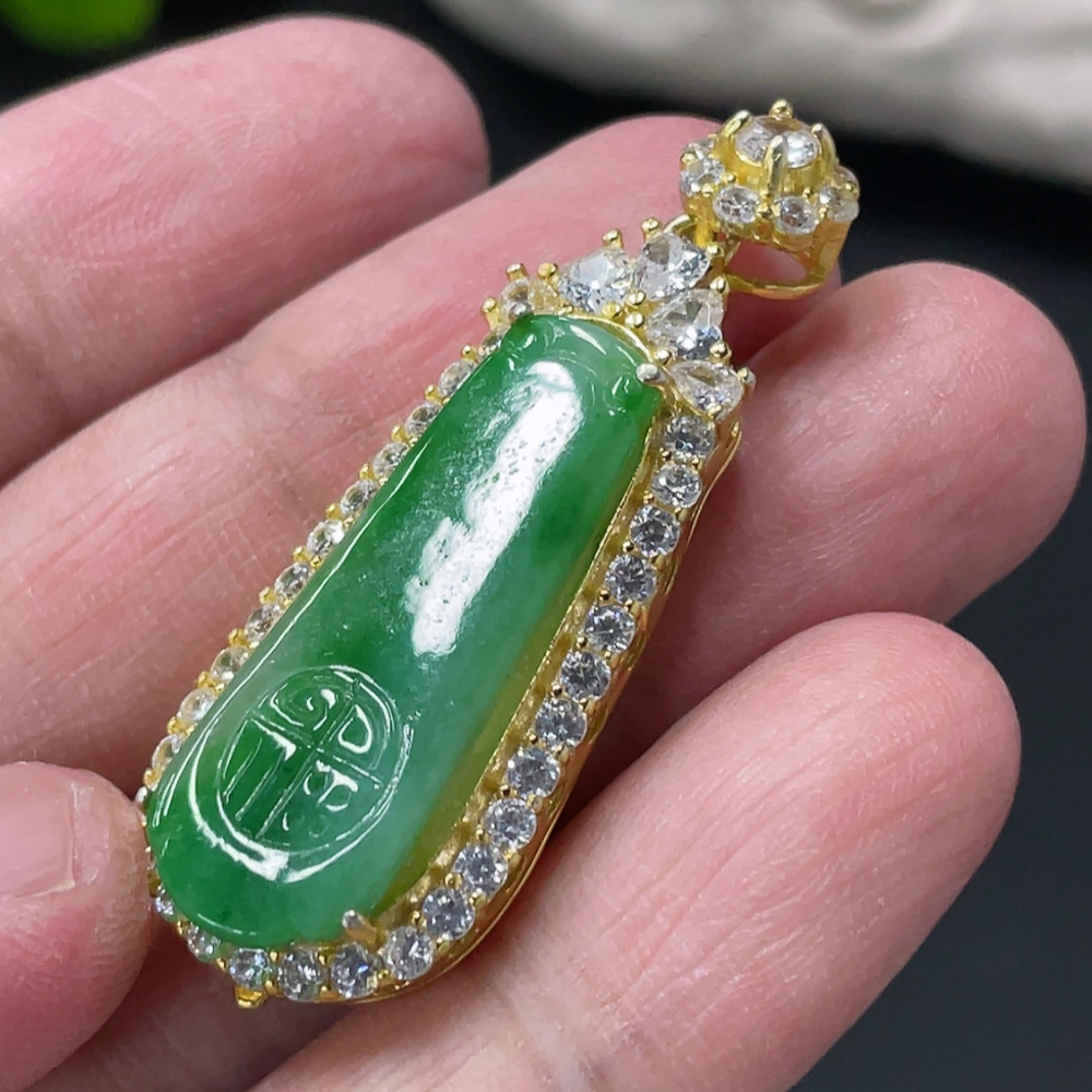 F32754760 Jadeite Inlay Piece Non-Gold Inlay Total Weight Approx. 7.22g