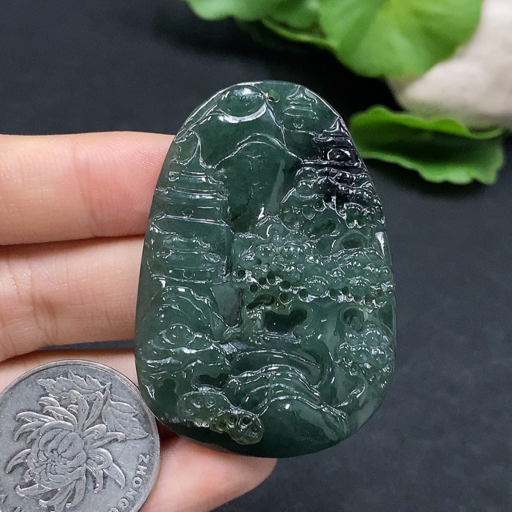 F30515019 Jadeite landscape pendant Total weight about 25.97g