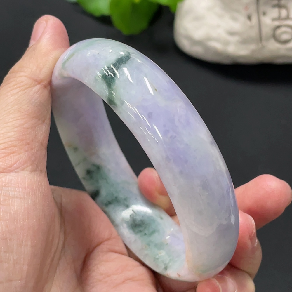 F32821223 Jadeite Regular Round Bangle, Total Weight Approx. 80.1g, Size 62.6, Containing Other Mineral Components