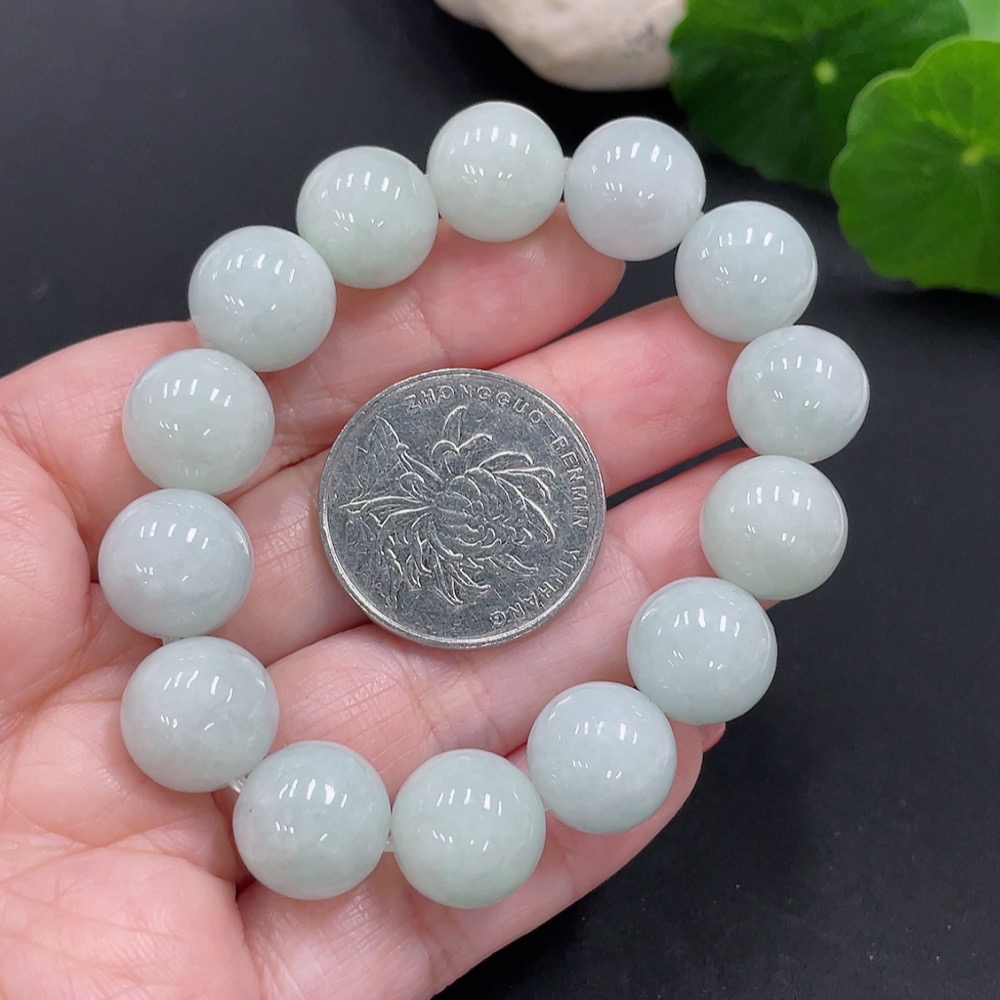 F25887381 Jadeite Bead Necklace Approx. 12.6mm Total Weight Approx. 45.8g
