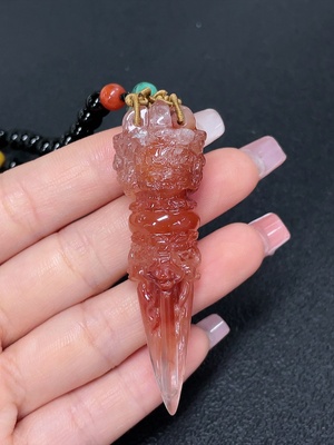 C41930415 水晶吊坠 配南红玛瑙、琥珀蜜蜡 配石考虑非天然 货品总重约40.83克 链卡6mm左右