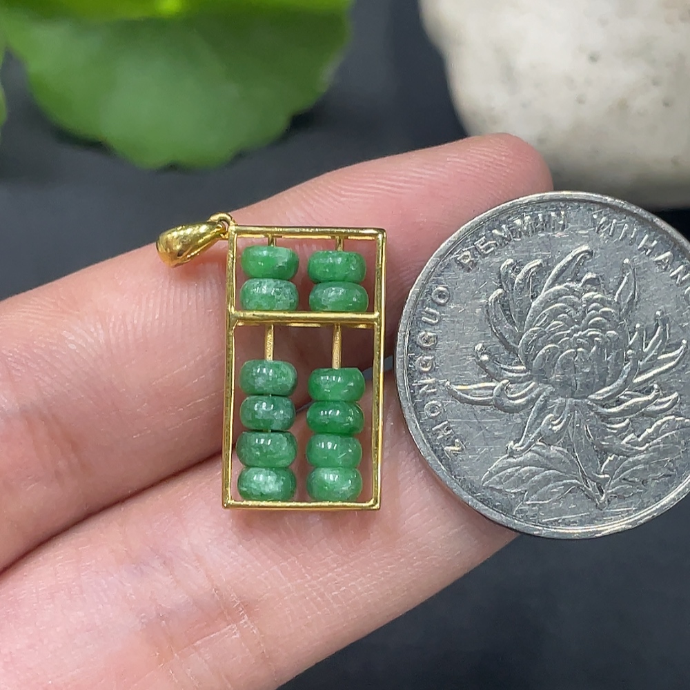 F19130867 Jadeite Inlay 18k Gold Inlaid Total Weight Approx.1.9g