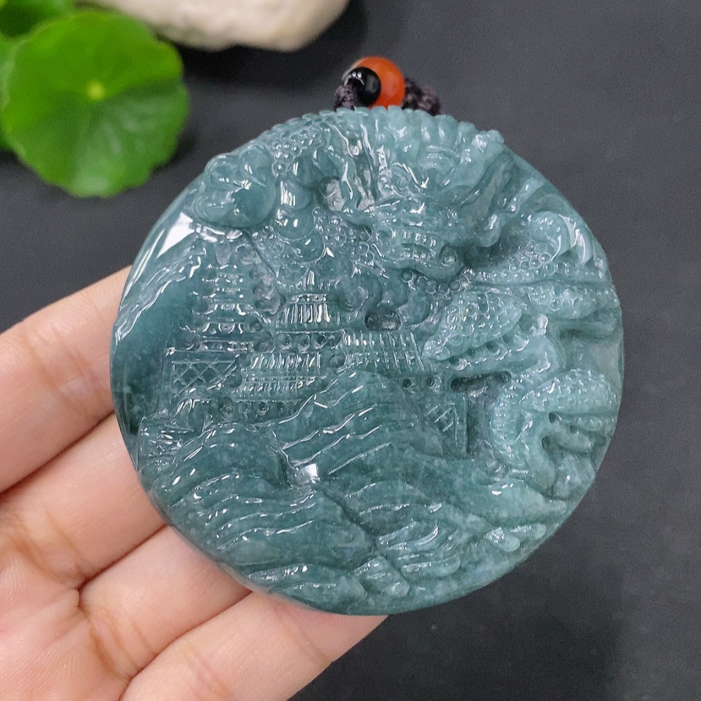 F33886457 Jadeite Pendant Dragon Reigns the World Total Weight with Rope 82.6g