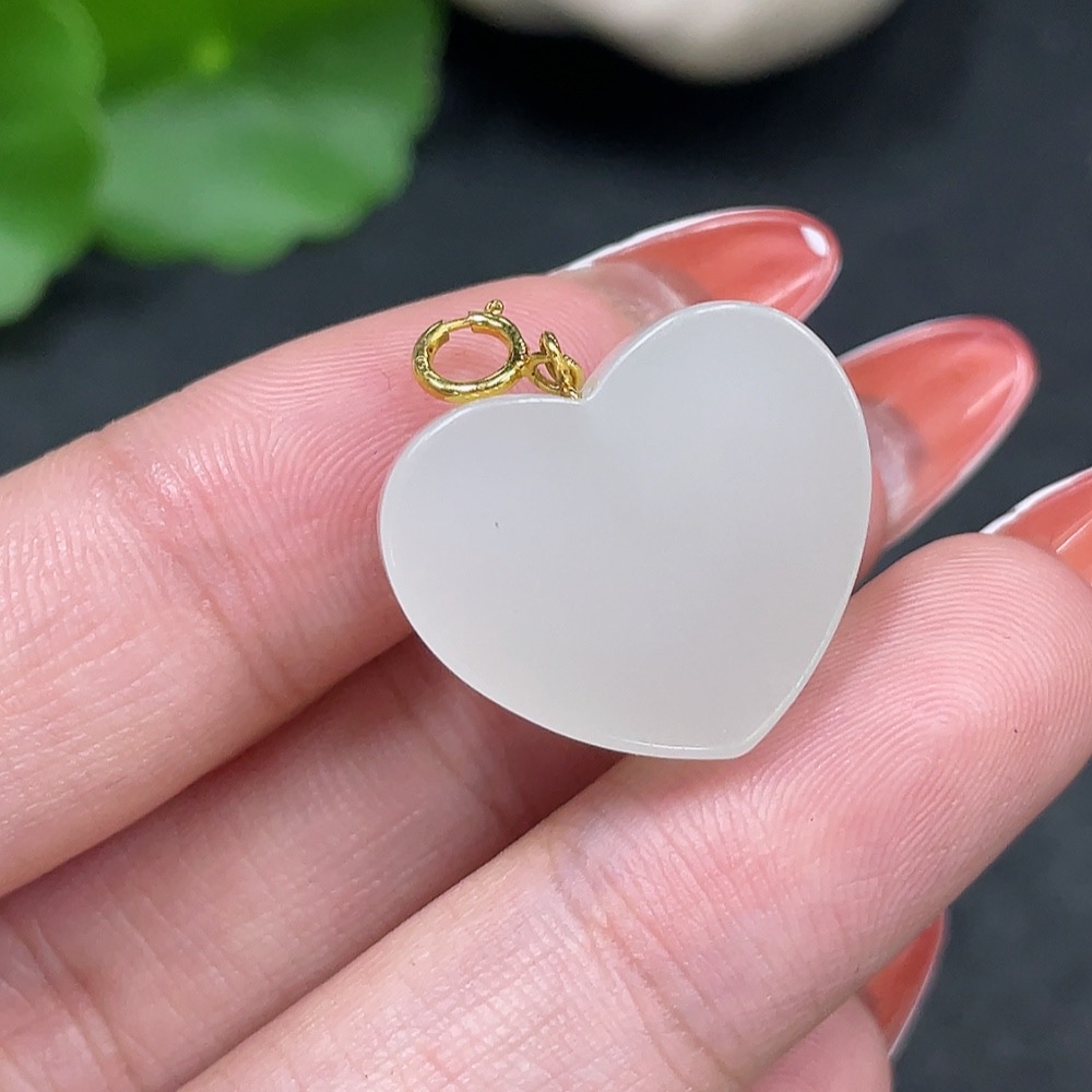 H34016495 Hetian Jade Inlaid Pendant Heart Total Weight Approx. 7.4g 18k