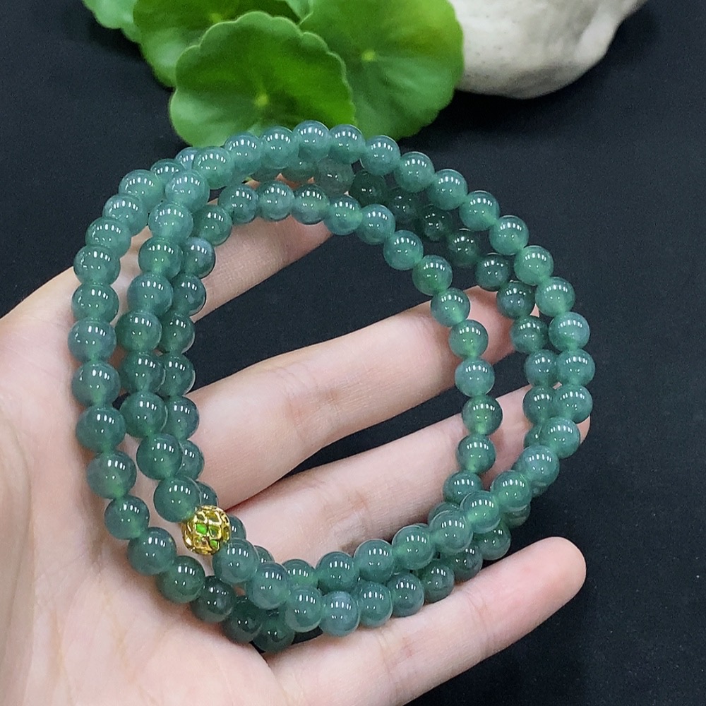 F34996588 Jadeite Bead Necklace Approximately 6.5mm Non-Gold Setting Total Weight About 47.94g