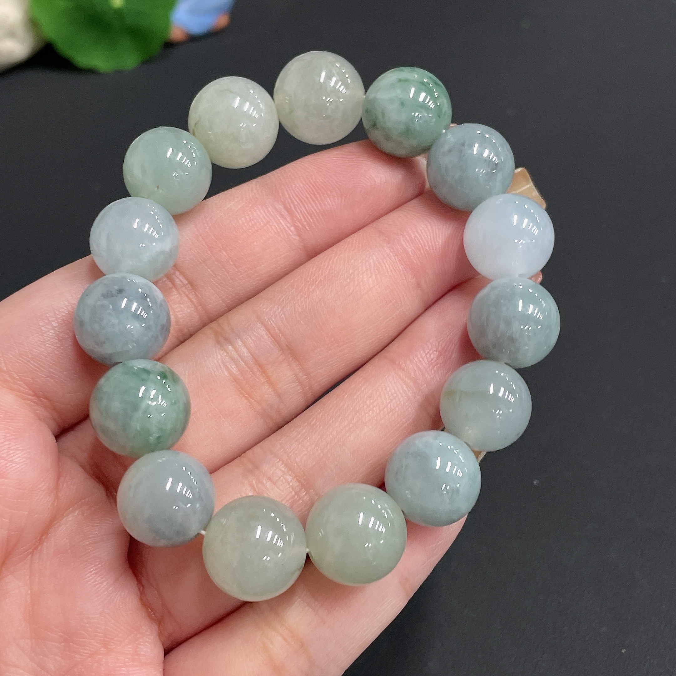 F20247601 Jadeite Bracelet Approx.12mm Total Weight 54.200g