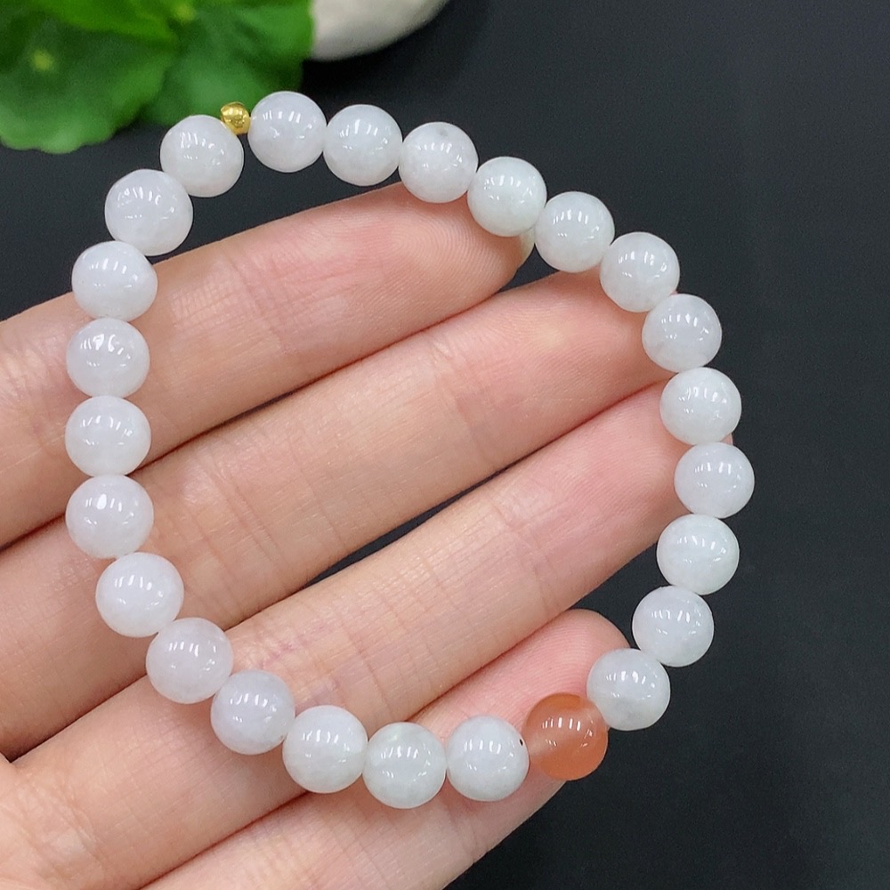 F29337070 Jadeite Bracelet 99% Gold Content Approximately 7mm Beads Total Weight About 15.1g Non-Jadeite Beads Included