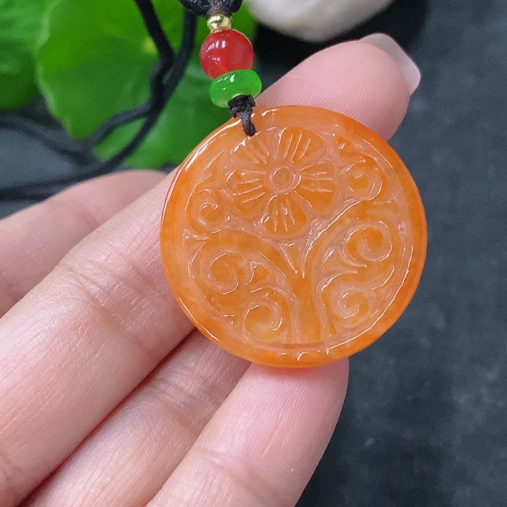 F34075974 Jadeite Antique Plaque Pendant with Non-Grade A Beads, Total Weight Approx. 7.76g
