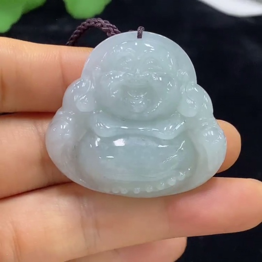 F34974243 Jadeite Buddha Pendant Total Weight Approximately 26.42g (Including Rope Weight)
