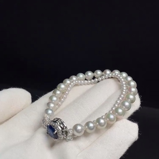 C30469869 Seawater Pearl Bracelet, Color Origin Undetermined, With Pearls, Stones Likely Non-Natural, Non-Gold, Total Weight Approx. 14.67g, Size 2.9-6.3mm