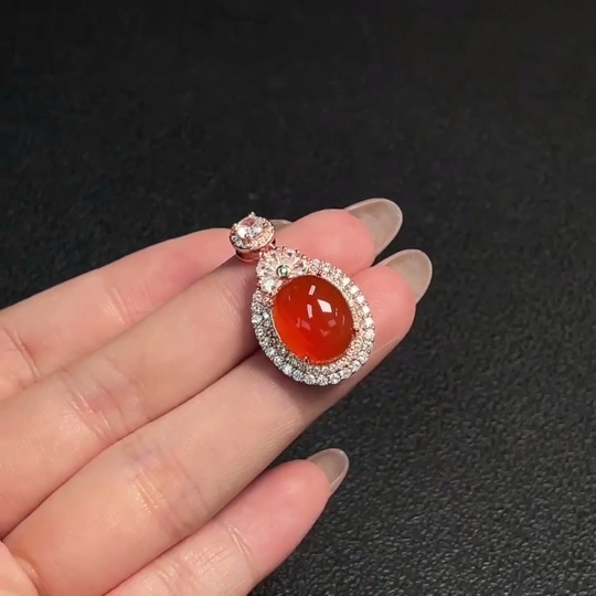 C31576837 South Red Agate Inlaid Pendant  Non-Gold Inlaid  Total Weight Approx. 4.72g