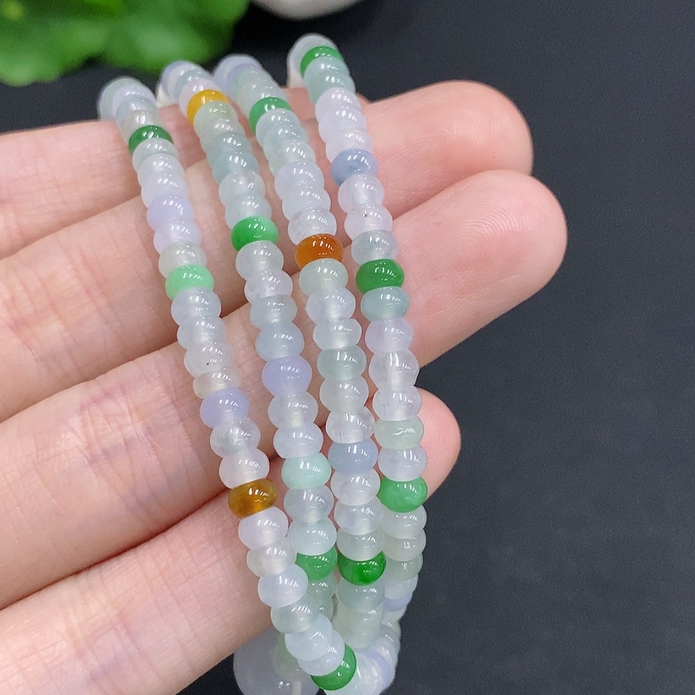 F30556366 Jadeite Bead Necklace Approx. 4.3mm Total Weight Approx. 28g Color Origin Undetermined