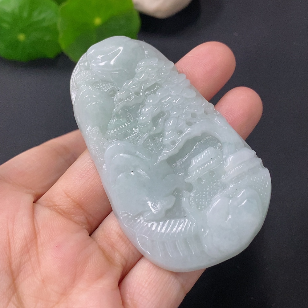 F31593593 Jadeite Pendant Landscape Plaque Total Weight Approx. 33g