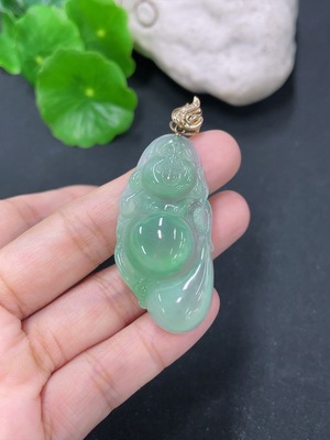 F43139525 翡翠挂件佛公 18k 非钻 货品总约重8.94g