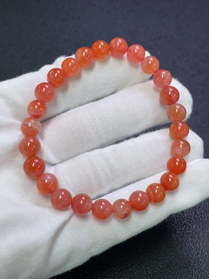 C31678750 Red Agate Bracelet with Visible Organic Matter, Total Weight Approx. 17.44g, Size ~7.8mm