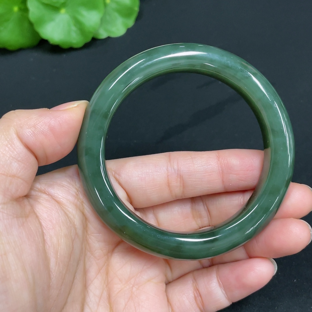 H34073226 Hetian Jade Round Bracelet Size 52 Total Weight Approx. 44.8g